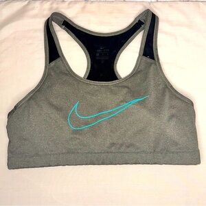 NIKE Sports Bra Women's Classic Support Grey Blue Black Size XL Gym Athletic